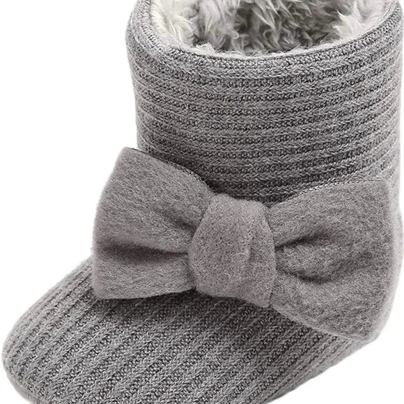 CLOUCKY Infant Girls Cute Bowknot Booties Baby Girl Warm Winter Snow Boots - Picture 5 of 7